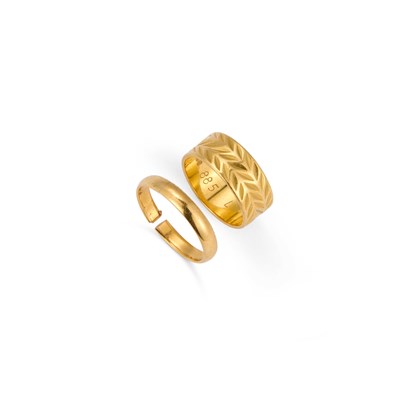 Lot 545 - TWO 22 CARAT GOLD BAND RINGS