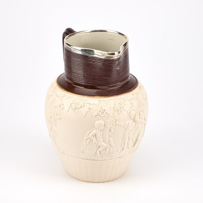 Lot 64 - A SILVER-MOUNTED TURNER DRY-BODIED STONEWARE JUG