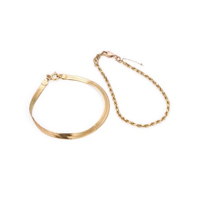 Lot 532 - TWO 9 CARAT GOLD BRACELETS