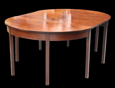 Lot 421 - A GEORGE III MAHOGANY D-END DINING TABLE