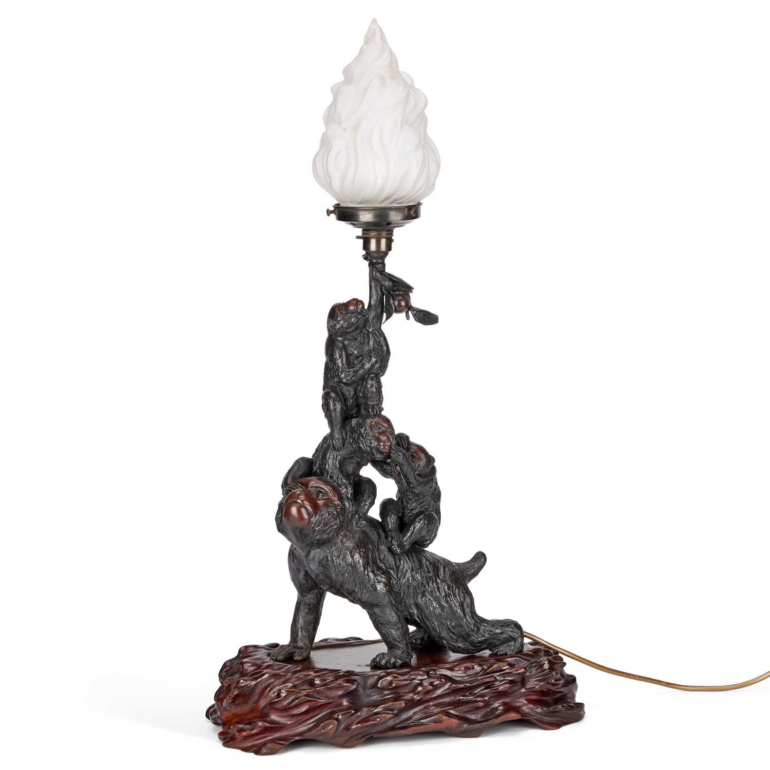 Lot 130 - A LARGE JAPANESE BRONZE LAMP OKIMONO