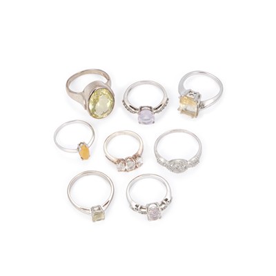 Lot 312 - A GROUP OF EIGHT VARIOUS GEM-SET RINGS