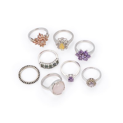 Lot 270 - A GROUP OF EIGHT VARIOUS GEM-SET RINGS