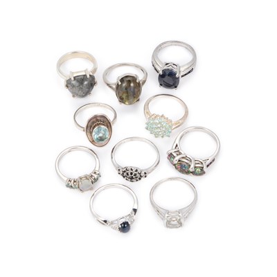 Lot 247 - A GROUP OF TEN VARIOUS GEM-SET RINGS