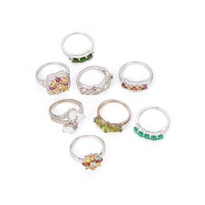 Lot 364 - A GROUP OF EIGHT VARIOUS GEM-SET RINGS