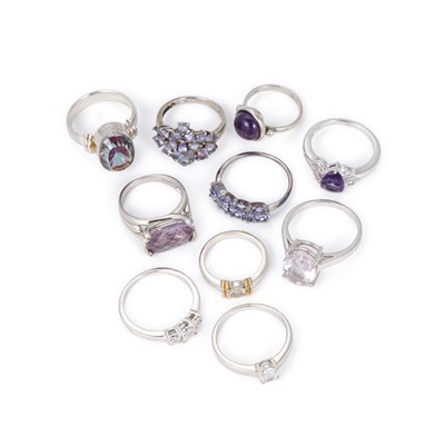 Lot 316 - A GROUP OF TEN VARIOUS GEM-SET RINGS