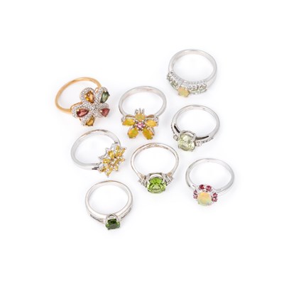 Lot 283 - A GROUP OF EIGHT VARIOUS GEM-SET RINGS