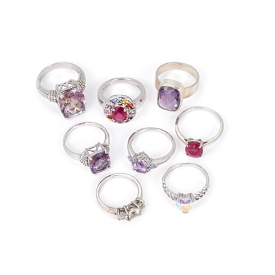Lot 350 - A GROUP OF EIGHT VARIOUS GEM-SET RINGS