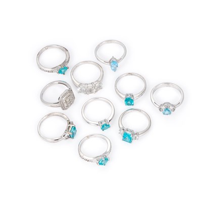 Lot 253 - A GROUP OF TEN VARIOUS GEM-SET RINGS