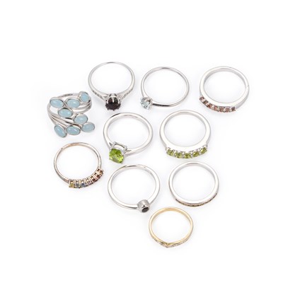 Lot 281 - A GROUP OF TEN VARIOUS GEM-SET RINGS