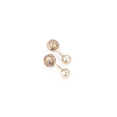 Lot 366 - TIFFANY & CO, A PAIR OF SILVER GLOBE BARBELL CUFFLINKS