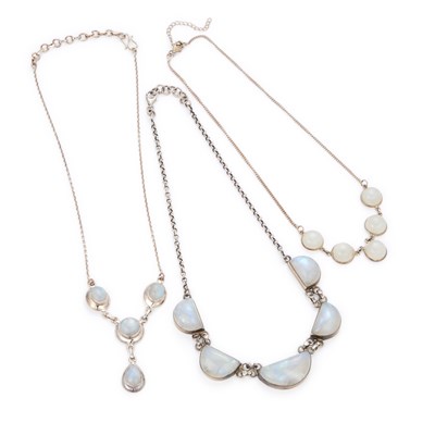 Lot 288 - THREE MOONSTONE NECKLACES