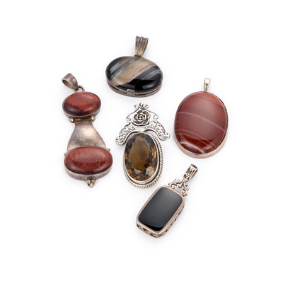 Lot 308 - FIVE VARIOUS GEM-SET PENDANTS
