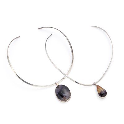 Lot 258 - TWO SILVER BLUE JOHN PENDANT COLLAR NECKLACES