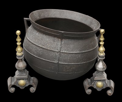 Lot 18 - A 19TH CENTURY IRON CAULDRON