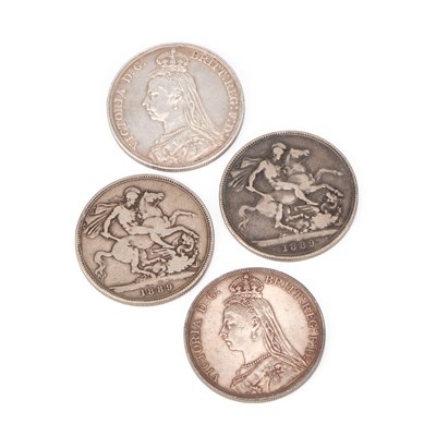 Lot 384 - FOUR VICTORIAN 1889 CROWN COINS