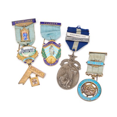 Lot 12 - FOUR SILVER MASONIC JEWELS