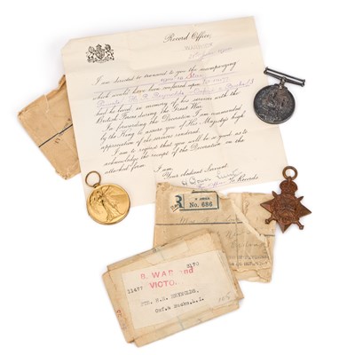 Lot 52 - A FIRST WORLD WAR CASUALTY MEDAL TRIO GROUP