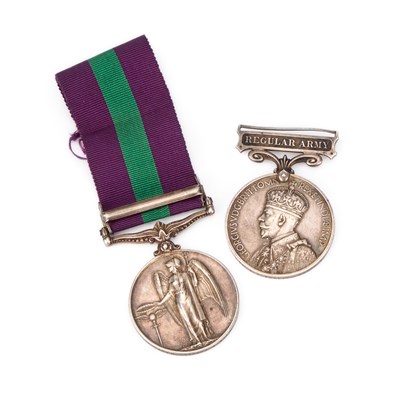 Lot 49 - A GEORGE V REGULAR ARMY MEDAL AND A GEORGE IV GENERAL SERVICE MEDAL (G.S.M.) WITH PALESTINE CLASP