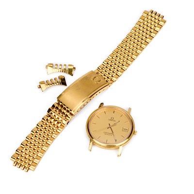 Lot 522 - A GENTS GOLD PLATED OMEGA BRACELET WATCH
