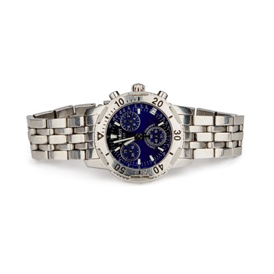 Lot 230 - A GENTS STEEL TISSOT CHRONOGRAPH BRACELET WATCH
