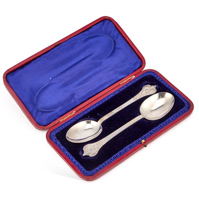 Lot 348 - A PAIR OF EDWARDIAN BRITANNIA STANDARD SILVER SERVING SPOONS