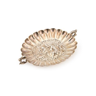 Lot 244 - A 19TH CENTURY CONTINENTAL SILVER TWO-HANDLED DISH