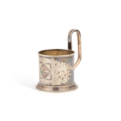 Lot 212 - A LATE 19TH CENTURY RUSSIAN SILVER TEA-GLASS HOLDER