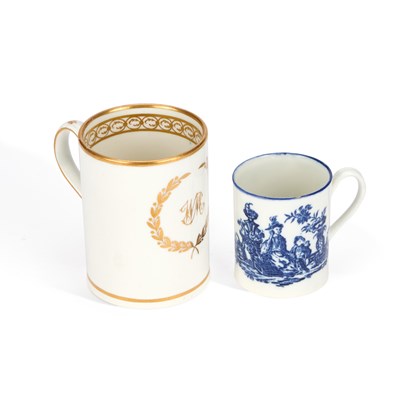 Lot 46 - A CAUGHLEY CHILDREN'S MUG AND A CAUGHLEY BLUE AND WHITE 'IMAGE' PATTERN COFFEE CAN