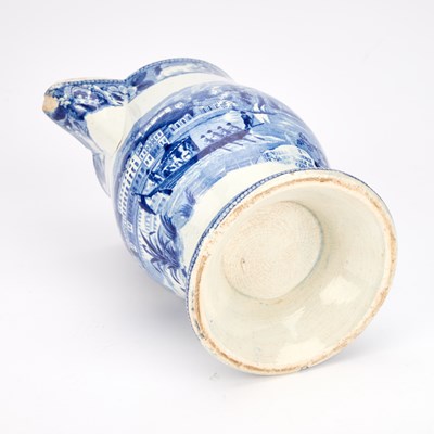 Lot 52 - AN ENGLISH BLUE AND WHITE POTTERY JUG
