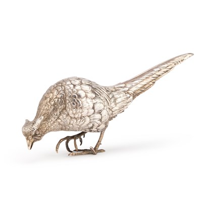Lot 268 - A LARGE GERMAN SILVER MODEL OF A PHEASANT