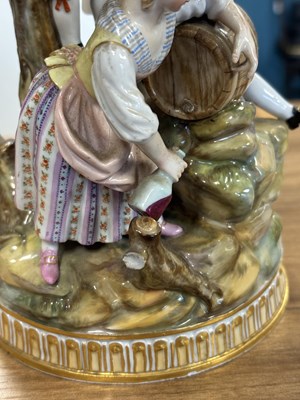 Lot 43 - A 19TH CENTURY MEISSEN FIGURE GROUP OF THE THREE WINEMAKERS