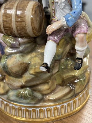 Lot 43 - A 19TH CENTURY MEISSEN FIGURE GROUP OF THE THREE WINEMAKERS