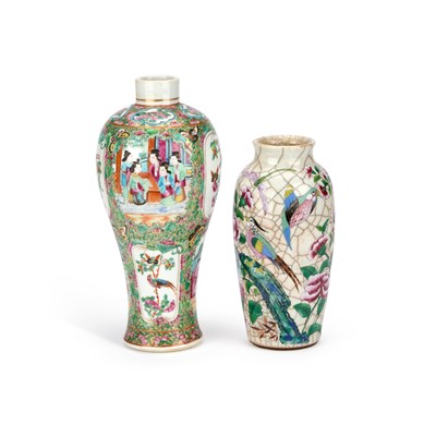 Lot 100 - TWO 19TH CENTURY CHINESE FAMILLE ROSE PORCELAIN VASES