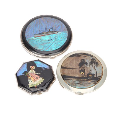 Lot 440 - THREE BUTTERFLY WING COMPACTS