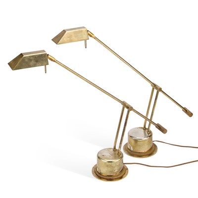 Lot 618 - A PAIR OF VINTAGE BRASS ANGLEPOISE DESK LAMPS