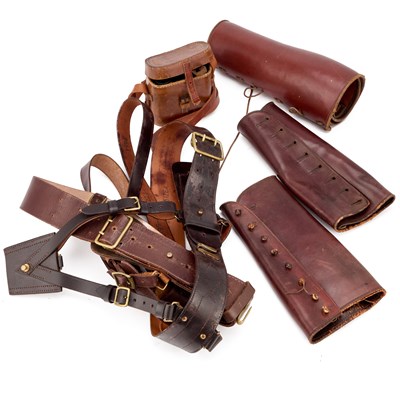 Lot 44 - A GROUP OF MILITARY LEATHER UNIFORM ACCESSORIES