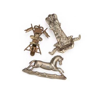 Lot 28 - THREE CAVALRY CAP BADGES