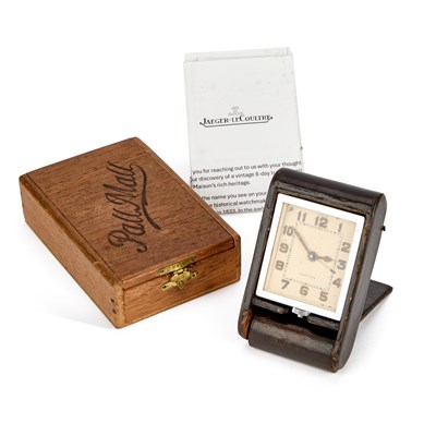 Lot 630 - A LECOULTRE EIGHT-DAY TRAVEL CLOCK
