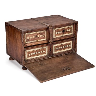 Lot 761 - AN IRON-MOUNTED TABLE CABINET