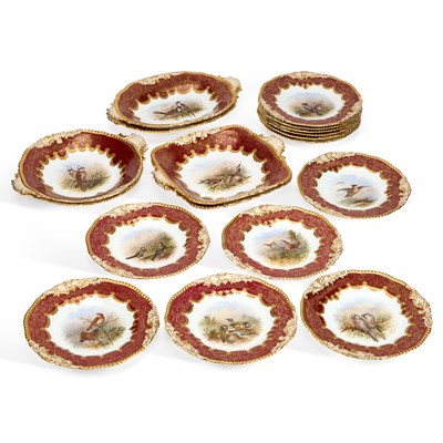 Lot 34 - A COALPORT ORNITHOLOGICAL DESSERT SERVICE