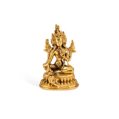 Lot 131 - A SMALL TIBETO-CHINESE BRONZE FIGURE OF BUDDHA