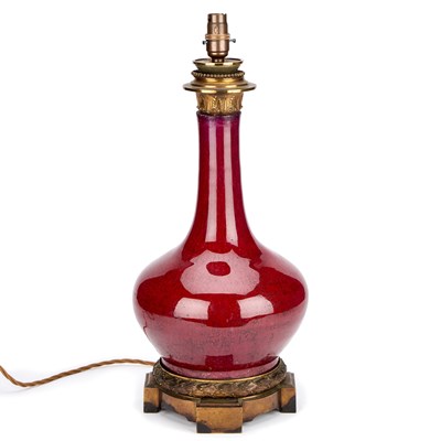 Lot 70 - A CHINESE SANG DE BOEUF VASE, CONVERTED TO A LAMP