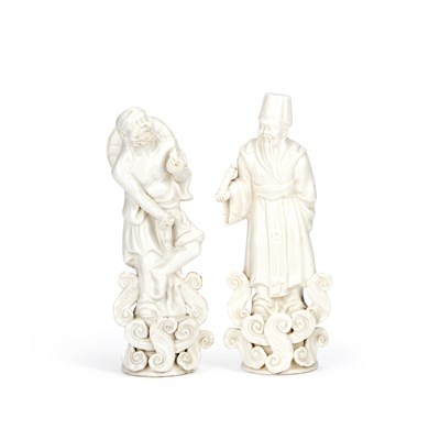 Lot 155 - A PAIR OF CHINESE BLANC-DE-CHINE FIGURES