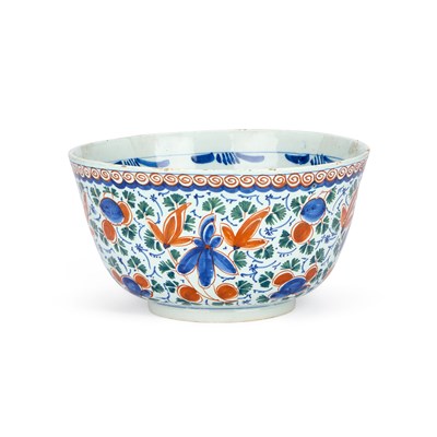 Lot 49 - A DUTCH DELFT POLYCHROME PUNCH BOWL