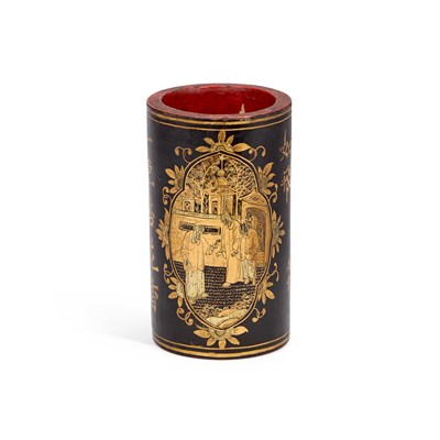 Lot 144 - A CHINESE LACQUERED BAMBOO BRUSH POT, BITONG
