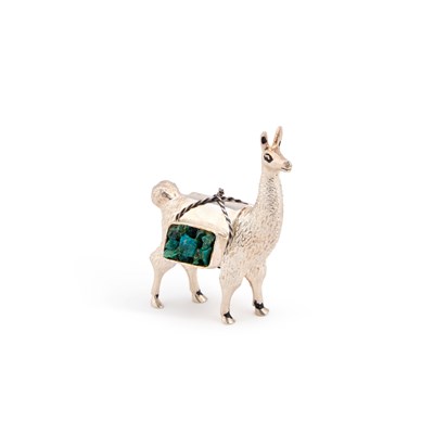 Lot 206 - AN UNMARKED SILVER MODEL OF AN ALPACA
