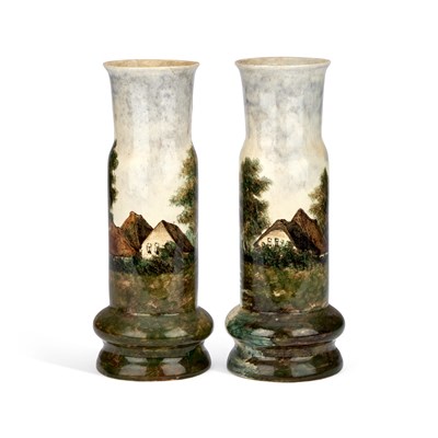 Lot 37 - A PAIR OF DUTCH POTTERY VASES