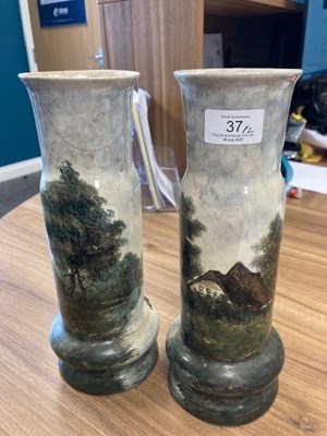 Lot 37 - A PAIR OF DUTCH POTTERY VASES