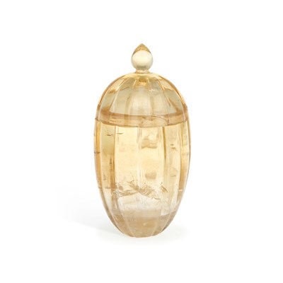 Lot 607 - A 19TH CENTURY ROCK CRYSTAL JAR AND COVER